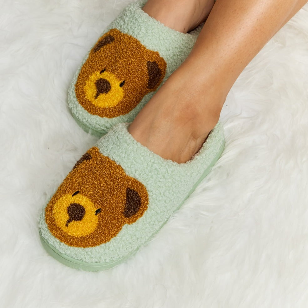 Plush Closed-Toe Slippers, Teddy Bear