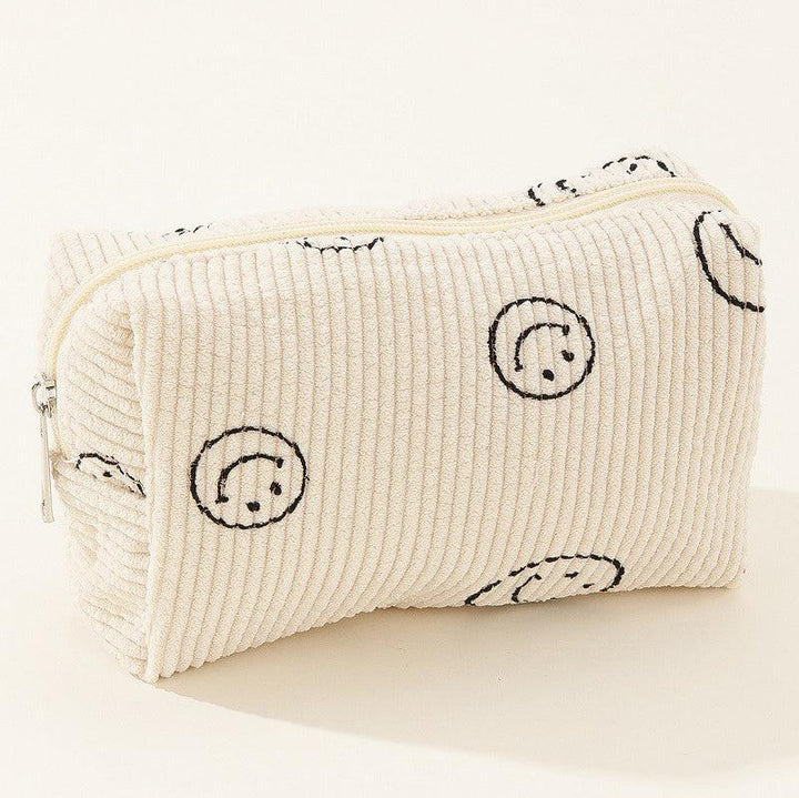 Corduroy Cosmetic Bag, Smiley Faces