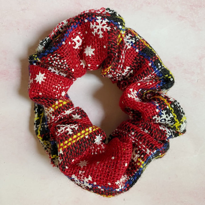 Holiday Plaid Scrunchies, Set of 4