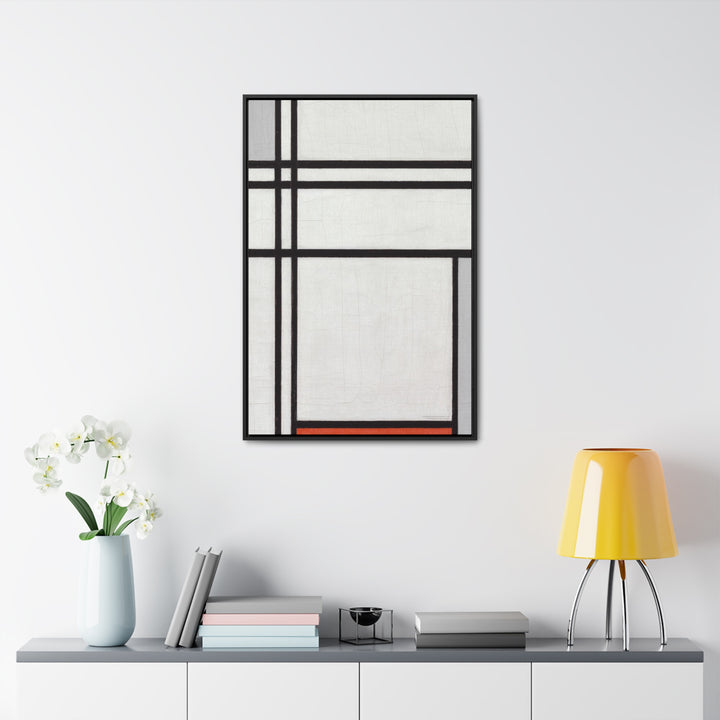 Framed Canvas Wall Art, Composition (No.1) Gray-Red by Piet Mondrian