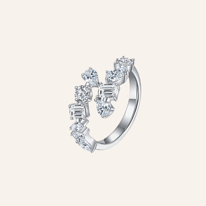 2.6 Carat Moissanite Bypass Ring, 925 Silver