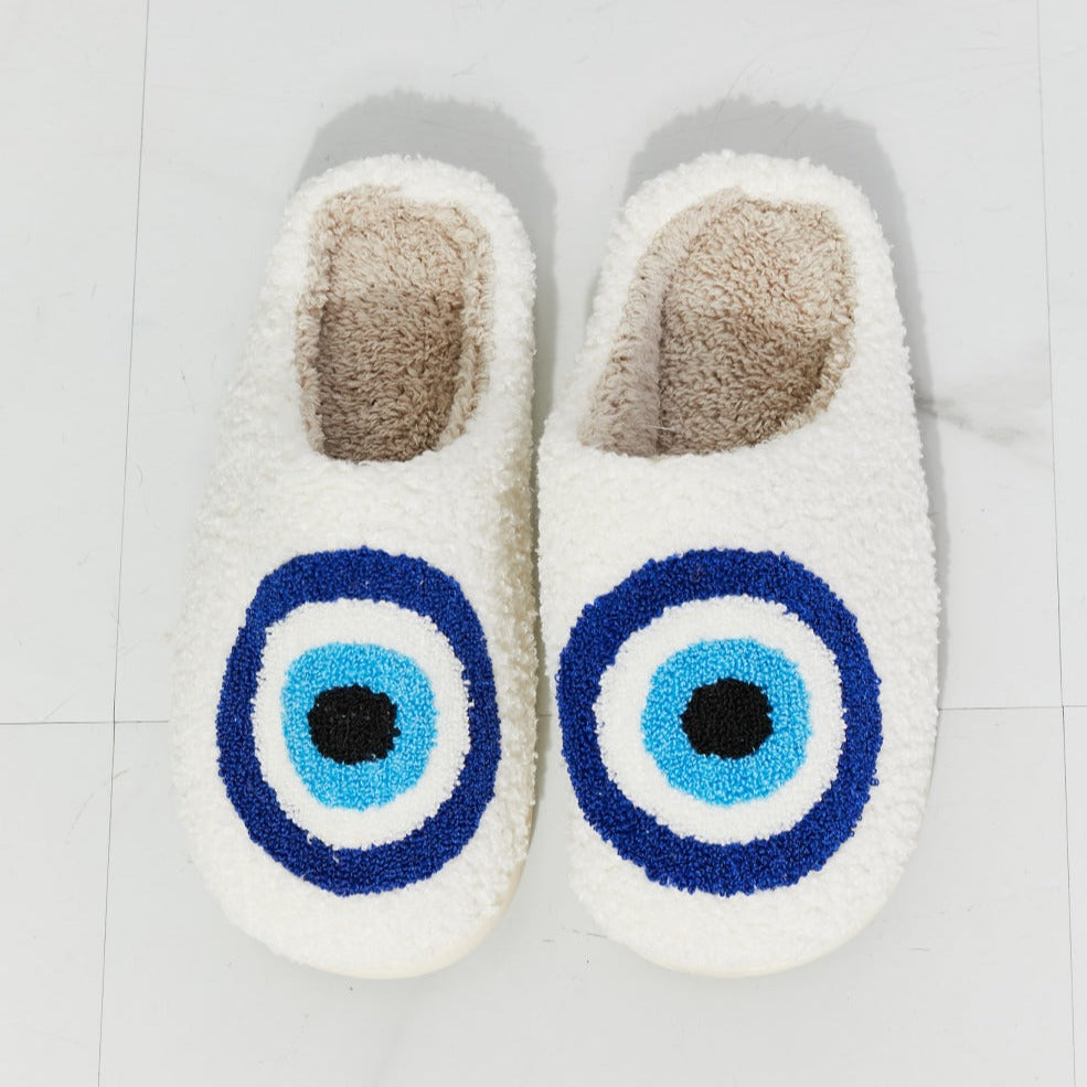 Plush Closed-Toe Slippers, Evil Eye