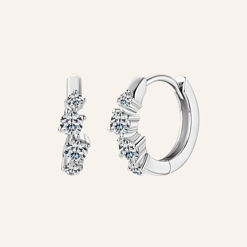 Moissanite Huggie Earrings, 925 Silver