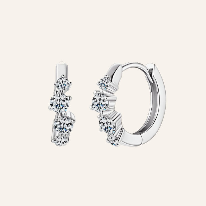 Moissanite Huggie Earrings, 925 Silver