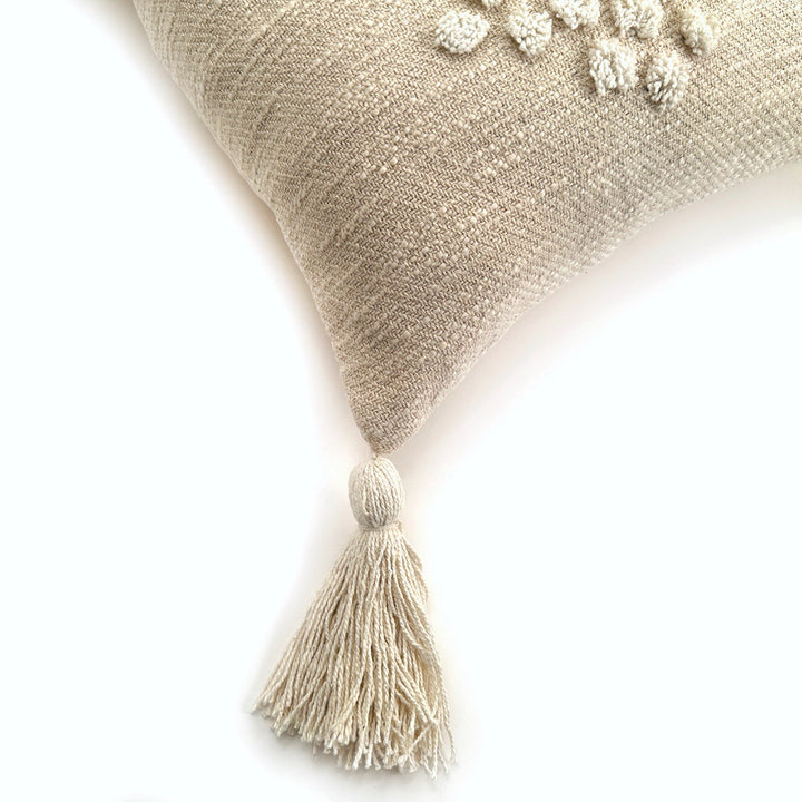 Handmade Cotton Tasseled Throw Pillow, Insert Included