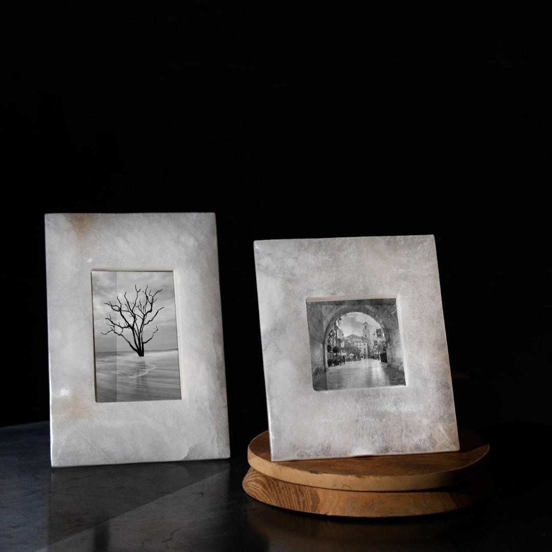 Hand-Carved Alabaster Stone Frame, Two Sizes