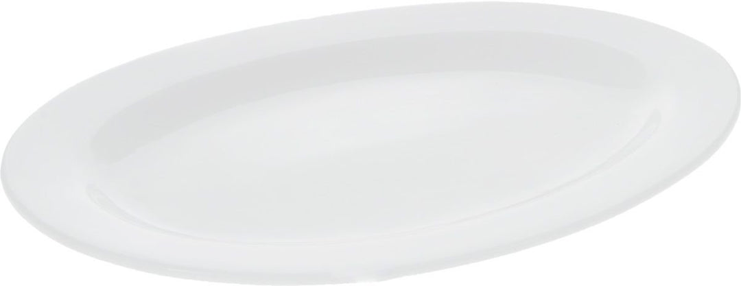 Fine Porcelain Rolled Rim White 12" Platter, Oval