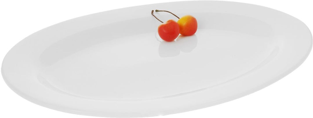 Fine Porcelain Rolled Rim White 12" Platter, Oval