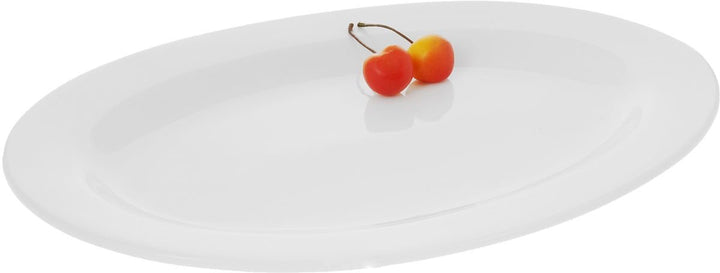 Fine Porcelain Rolled Rim White 12" Platter, Oval
