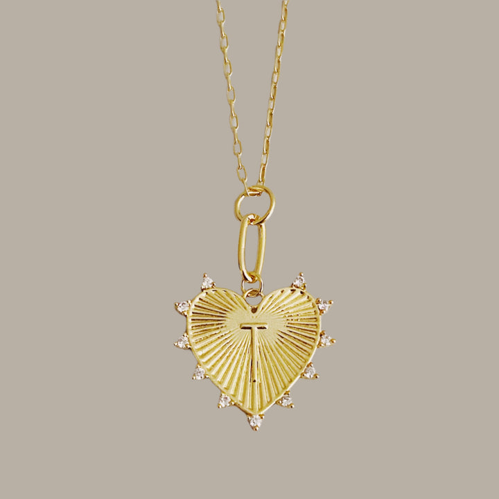 Hanging Initial Heart Necklace, 18K Gold Plated