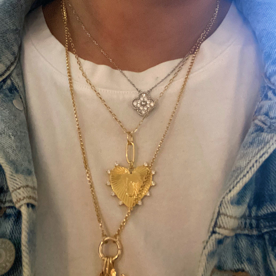 Hanging Initial Heart Necklace, 18K Gold Plated