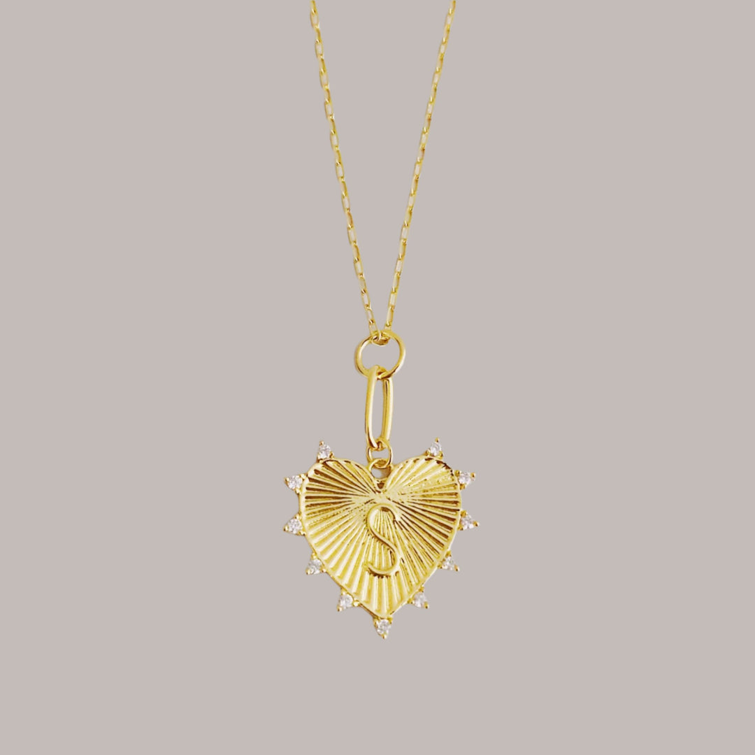 Hanging Initial Heart Necklace, 18K Gold Plated