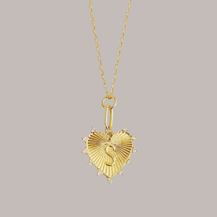 Hanging Initial Heart Necklace, 18K Gold Plated