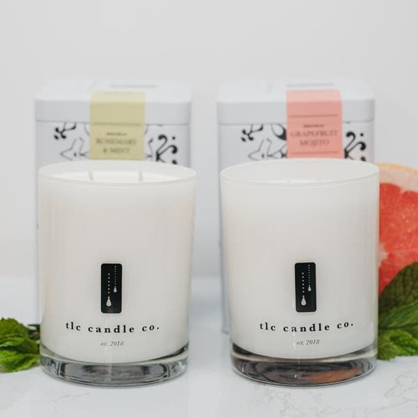 2-Wick Soy Candle Gift Set,  Rosemary Mint & Grapefruit Mint