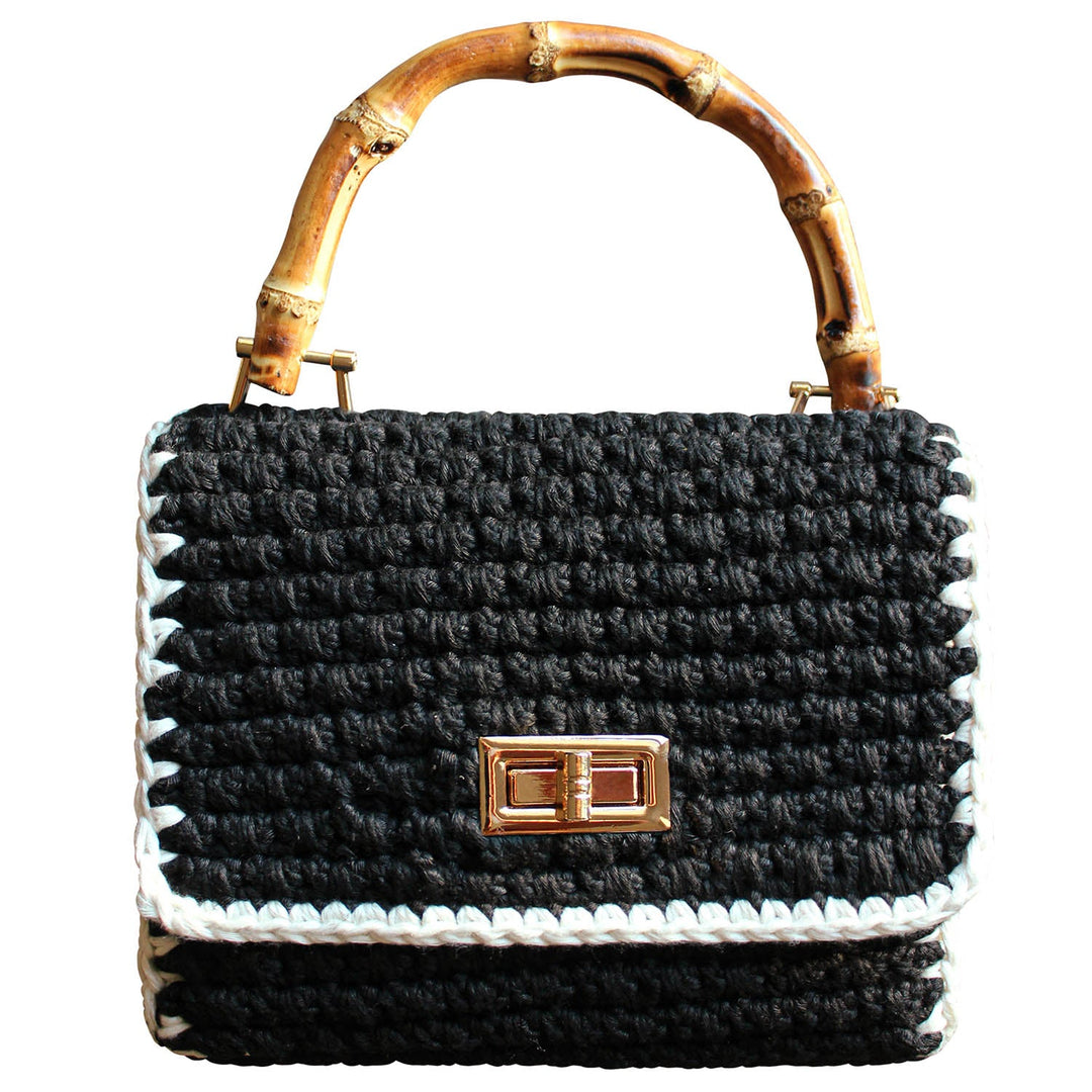 Petite Crochet Handbag, Black & White