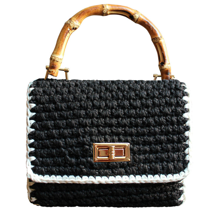 Petite Crochet Handbag, Black & White
