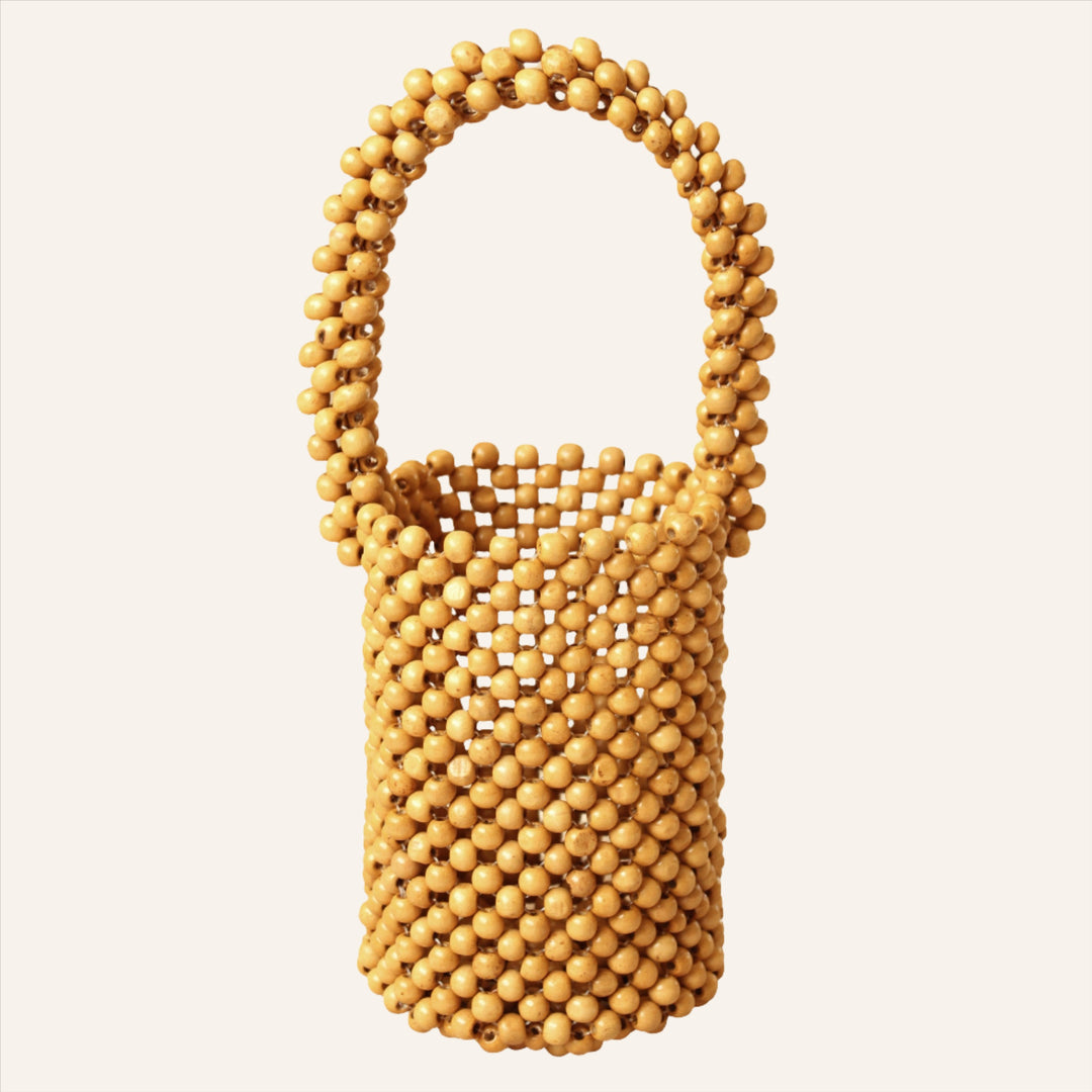 Bucket Bag, Wooden Beads