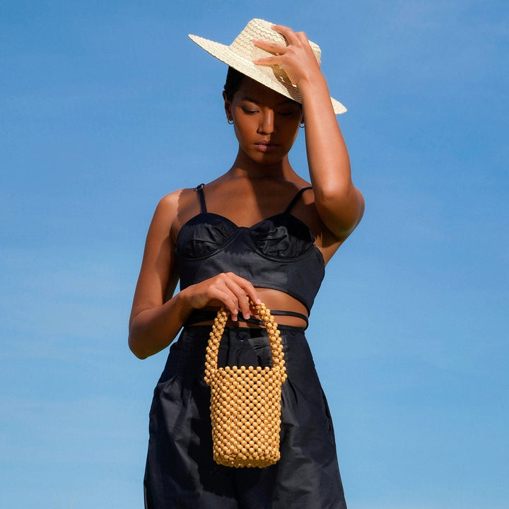 Bucket Bag, Wooden Beads