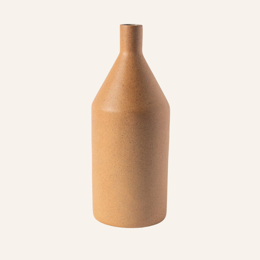 Handcrafted Mexican Clay Vase, Morandi Bottle