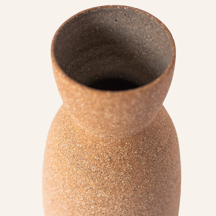 Rustic Earthy Clay Vase, Hourglass