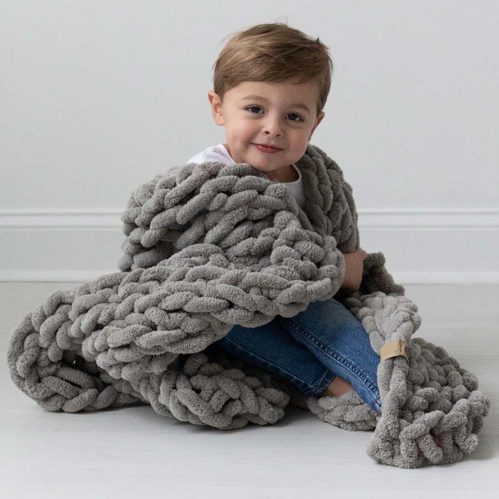 LITTLE INFINITE CHUNKY KNIT BLANKET, MIST