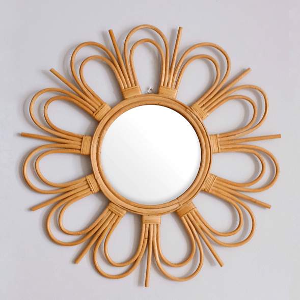Natural Rattan Mirror, Sunburst