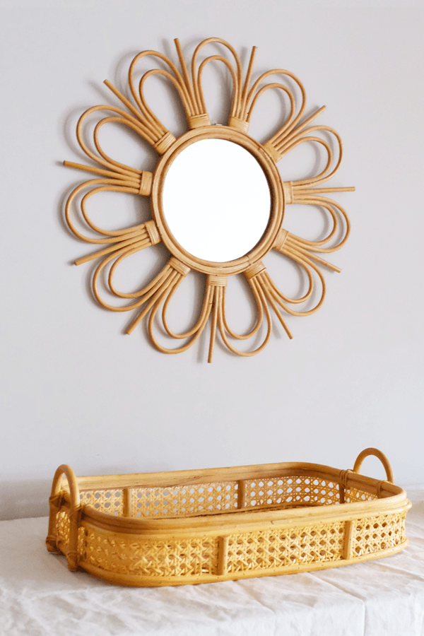 Natural Rattan Mirror, Sunburst