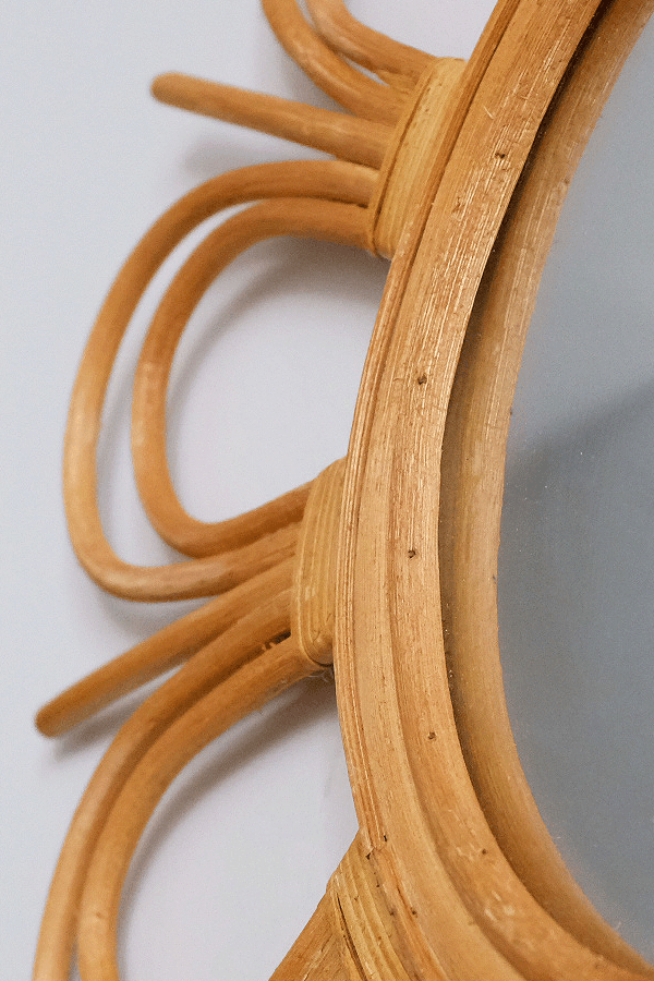 Natural Rattan Mirror, Sunburst