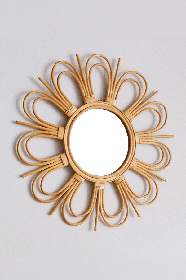 Natural Rattan Mirror, Sunburst