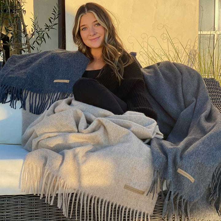 Wool Blend Soul Blanket, Navy