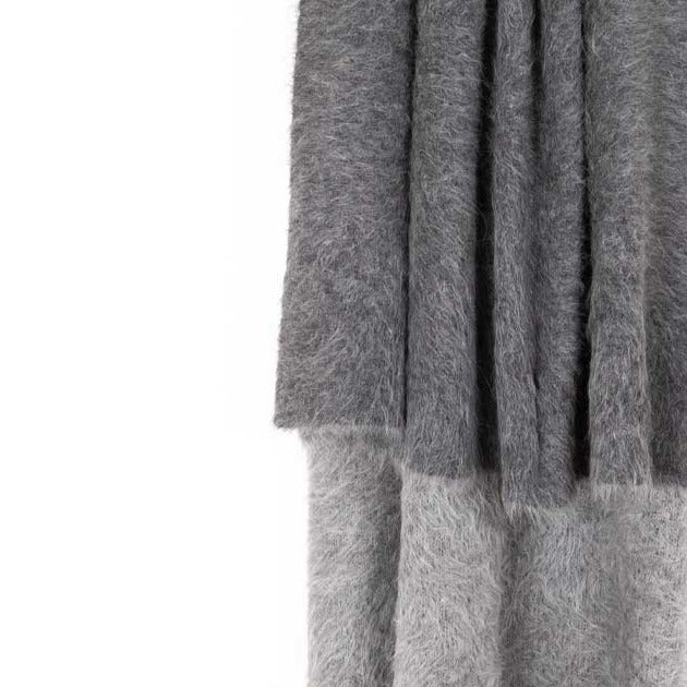 Suri Alpaca Wool Blanket, Dark & Light Gray