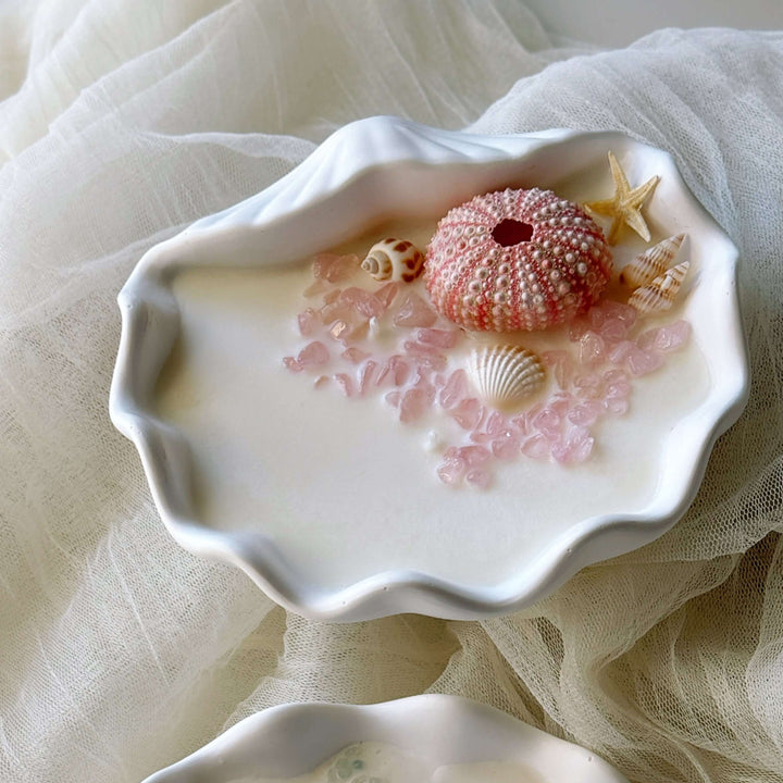 Handmade Large Shell Scented Candle, Pink or Blue