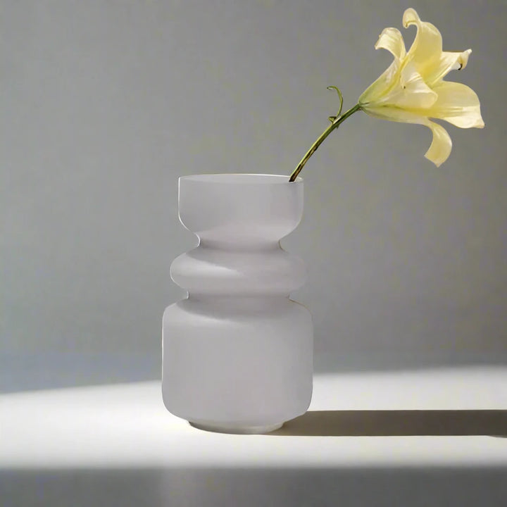 Frosted Gray Glass Vase, Sculptural