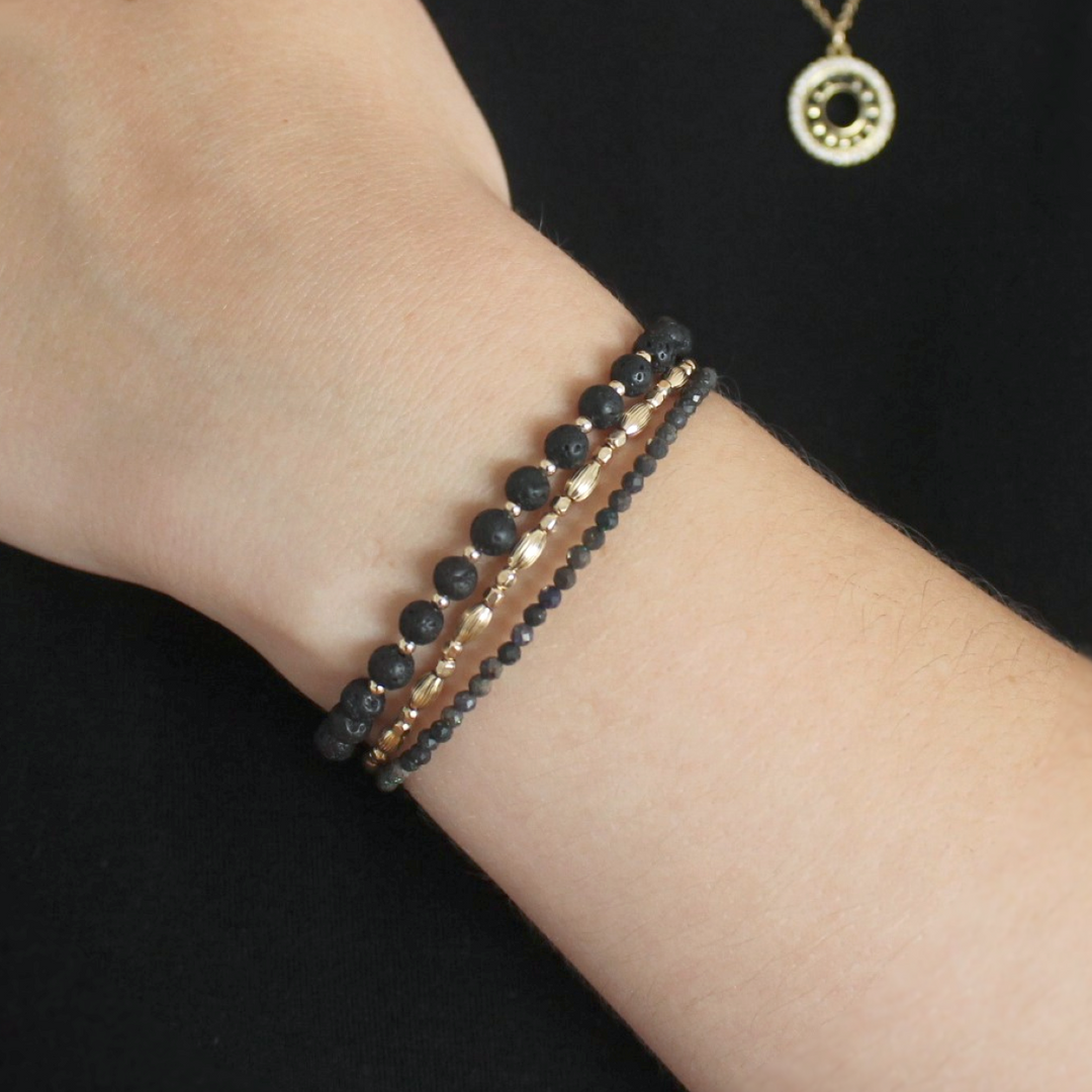 Calm Bracelet, Black Lava Stones