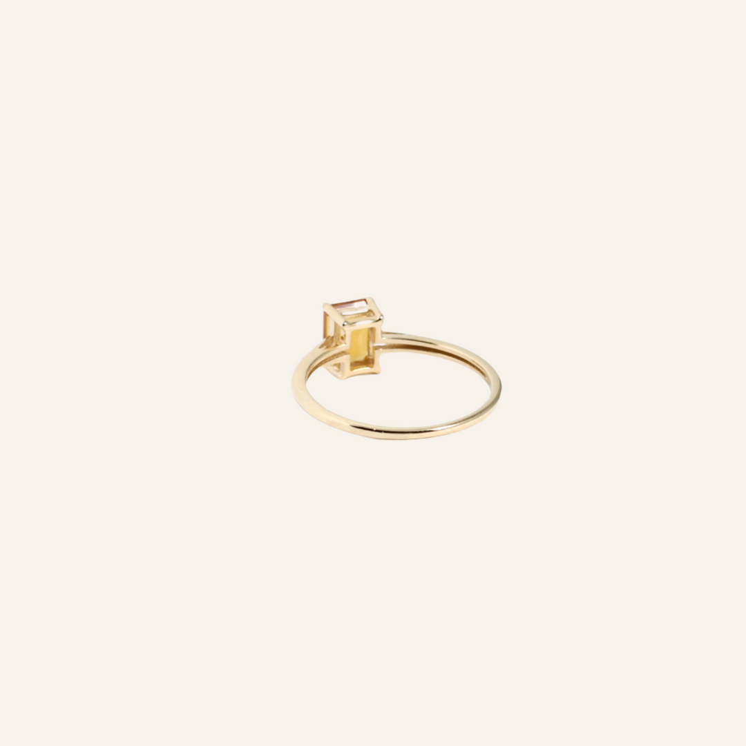 Citrine Emerald-Cut Ring, 14K Gold