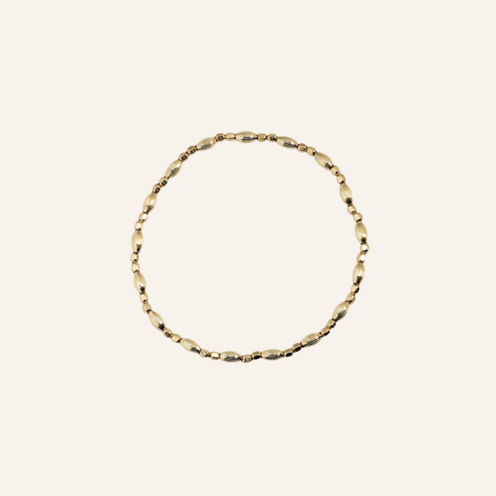 Gold Beaded Bracelet, Elastic Band