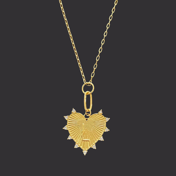 Hanging Initial Heart Necklace, 18K Gold Plated