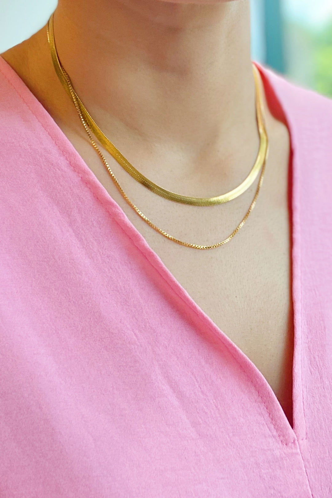 Layered Chain Necklace Set, 18k Gold Plated