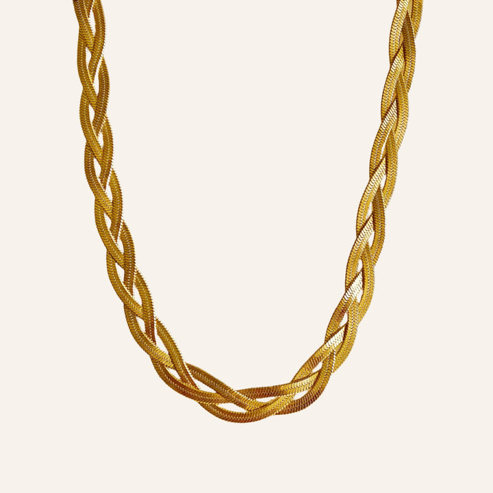 Braided Chain Necklace, 18K Gold Plated