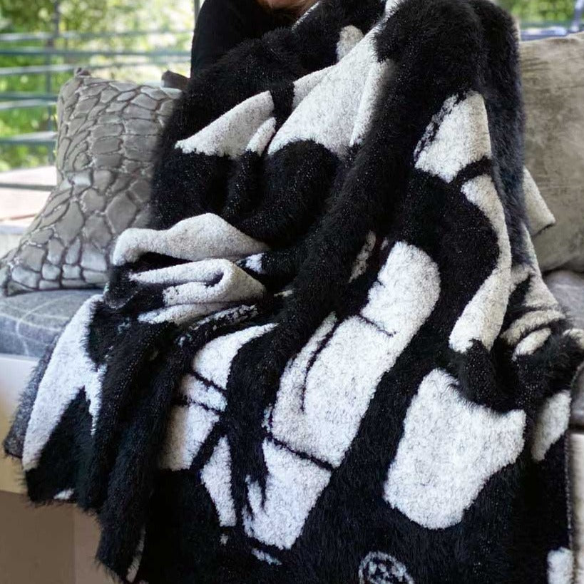 Big Maybach Plush Dream Blanket, Black & White