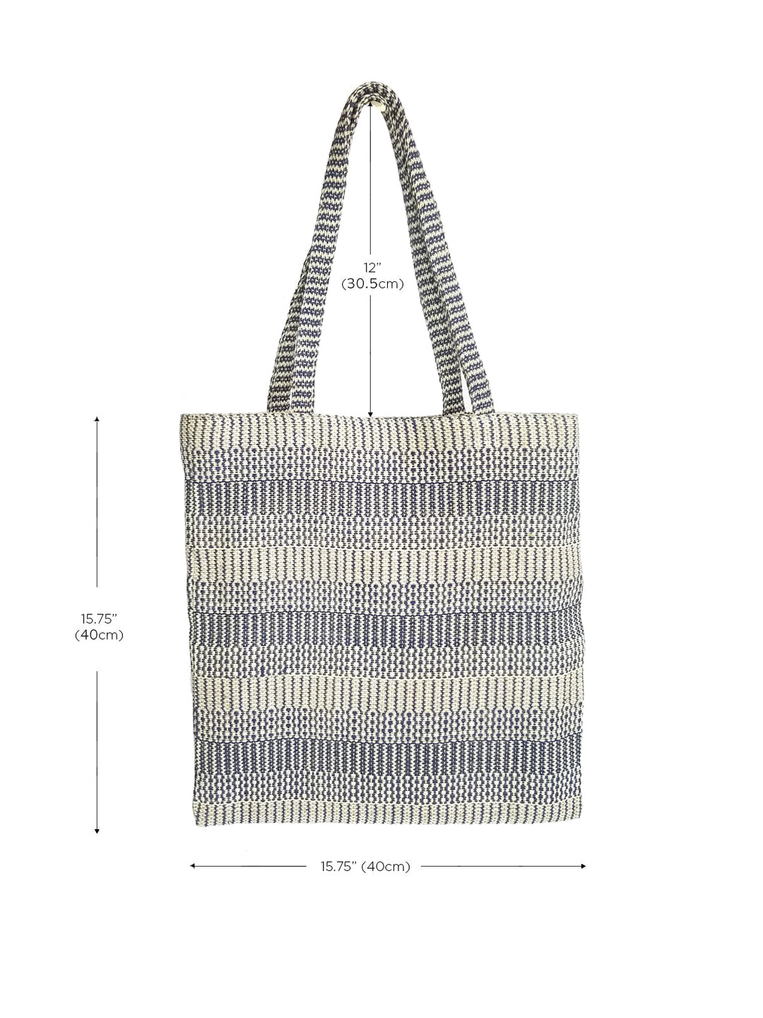 Daily Tote Bag, Blue & Off-White