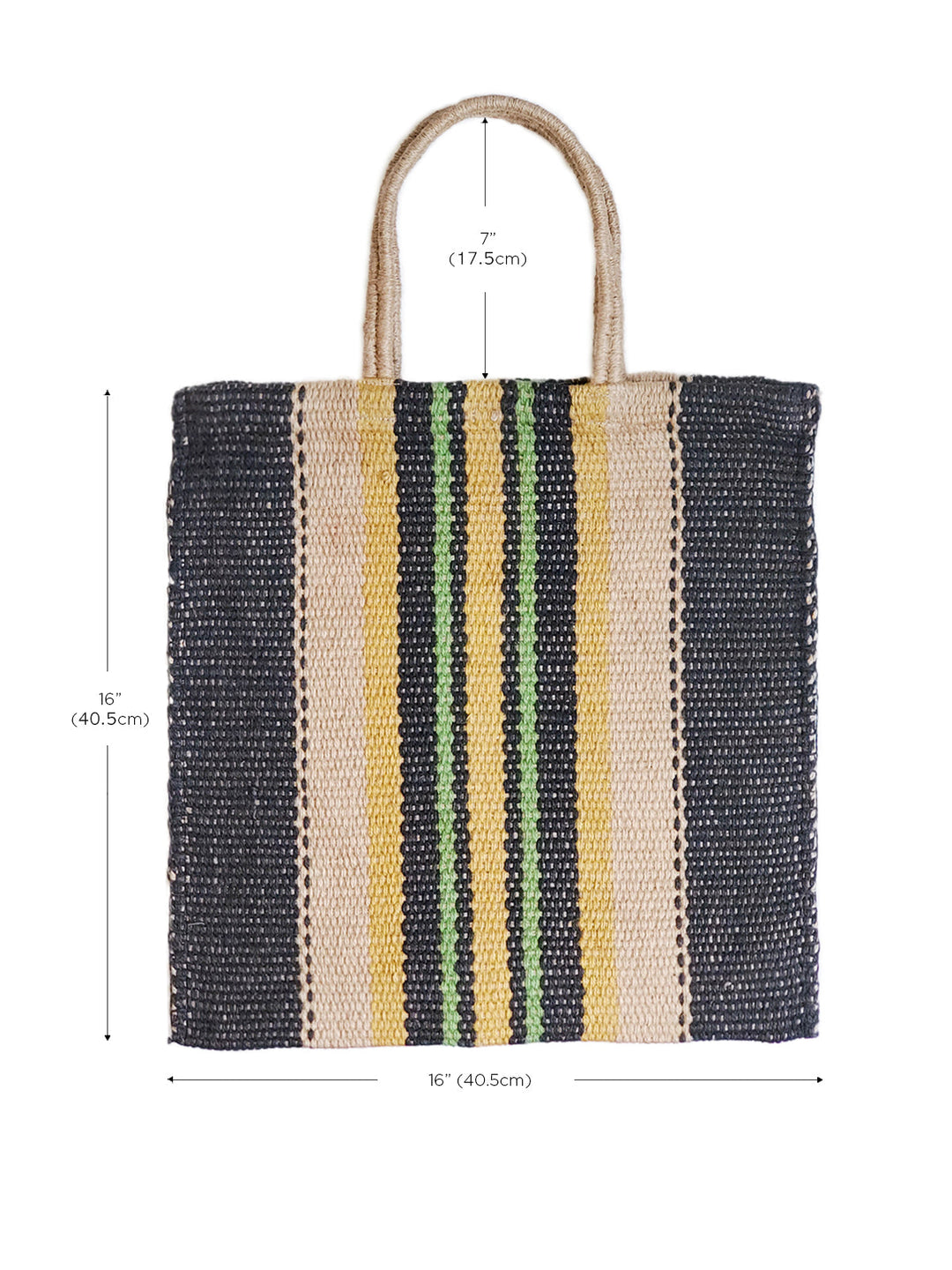 Handwoven Jute Tote Bag, Multi & Navy