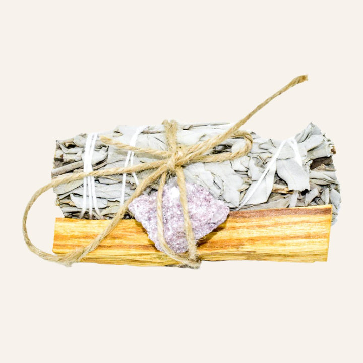 Bundle of Sage, Palo Santo & A Crystal, Cleansing Set