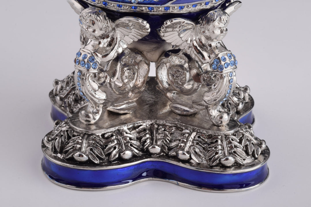 Decorative Object, Blue Russian Egg with Man Riding Horse Inside