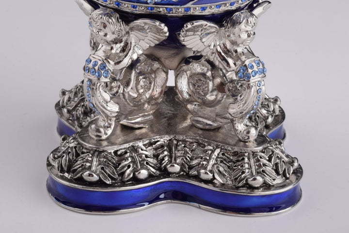 Decorative Object, Blue Russian Egg with Man Riding Horse Inside