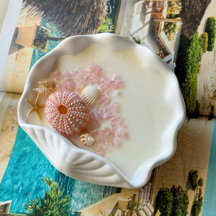 Handmade Large Shell Scented Candle, Pink or Blue