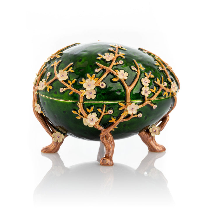 Handcrafted Fabergé-Inspired Egg Box, Luxe Apple Blossoms