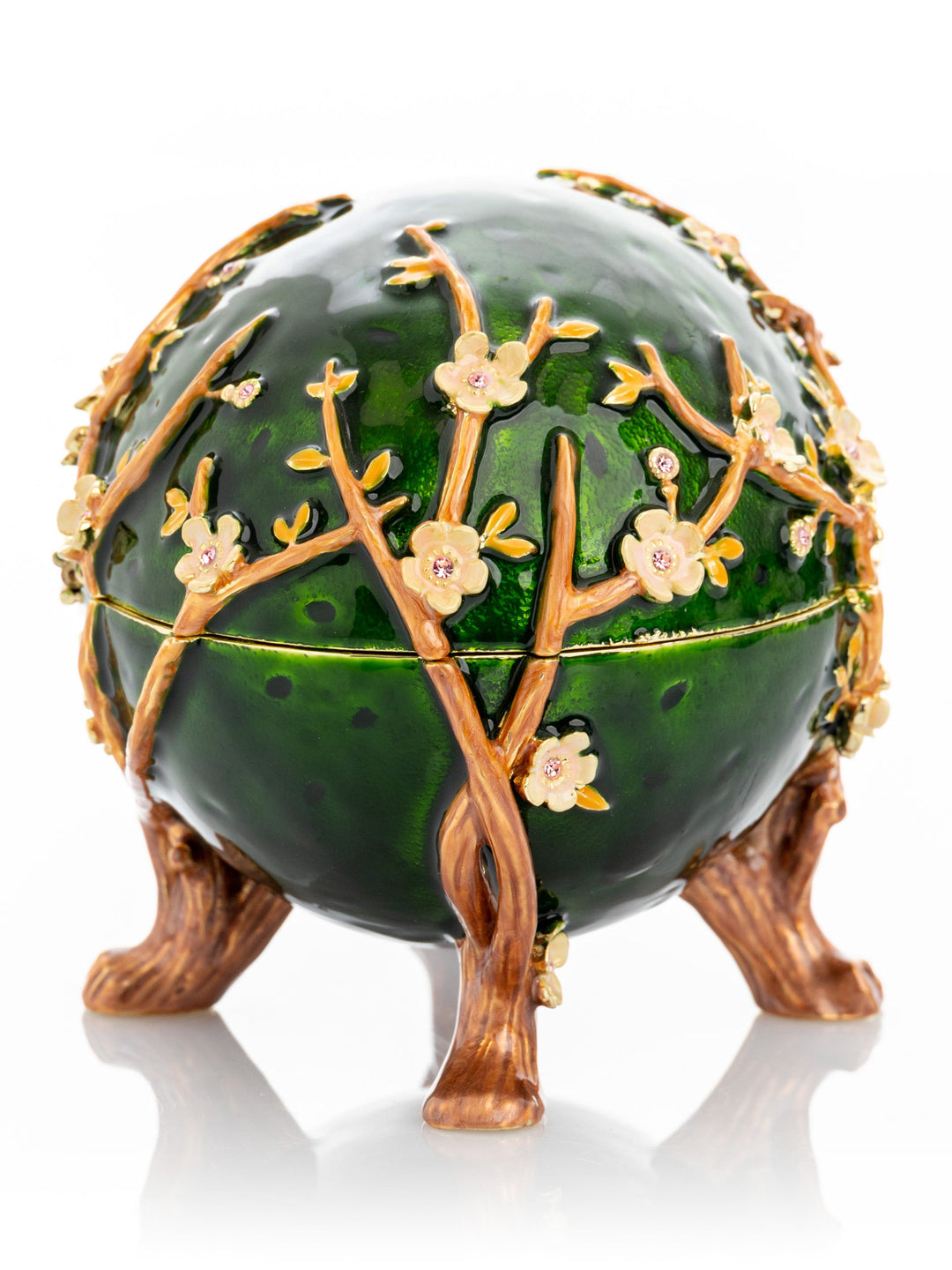 Handcrafted Fabergé-Inspired Egg Box, Luxe Apple Blossoms