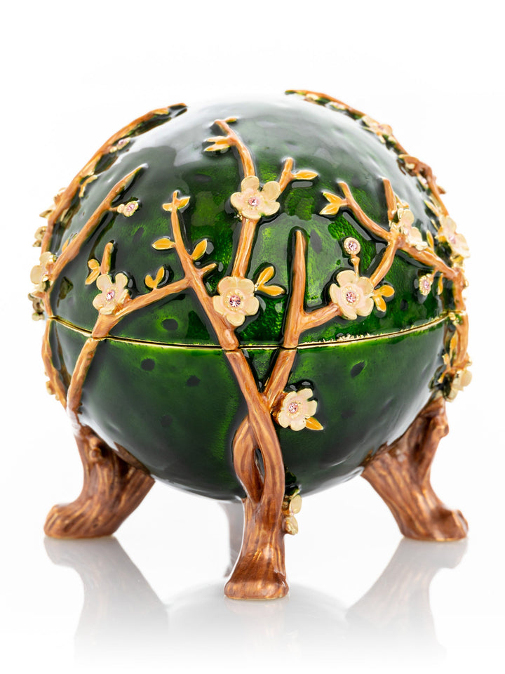 Handcrafted Fabergé-Inspired Egg Box, Luxe Apple Blossoms
