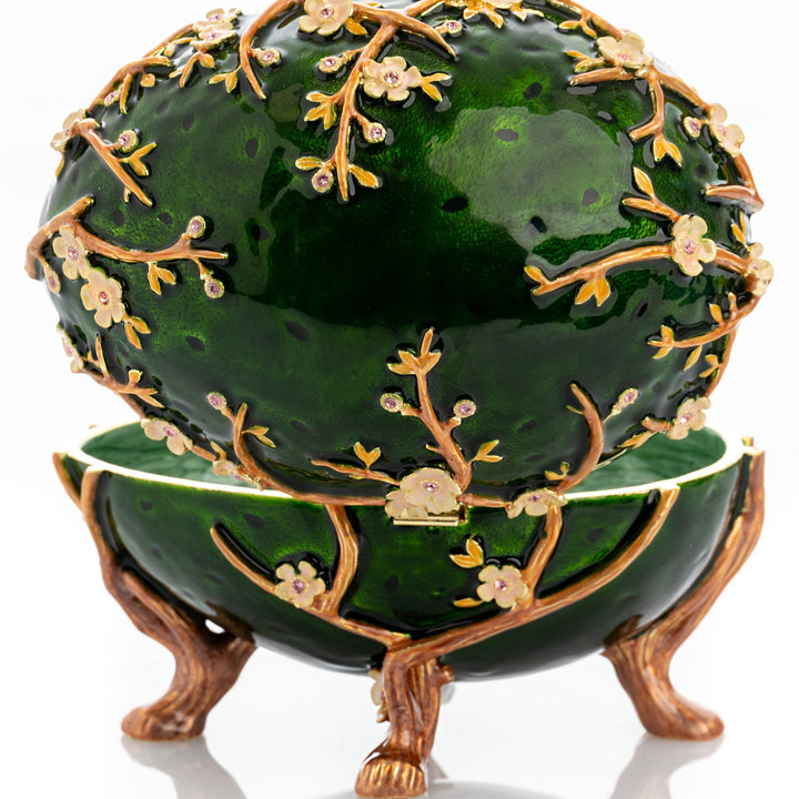 Handcrafted Fabergé-Inspired Egg Box, Luxe Apple Blossoms